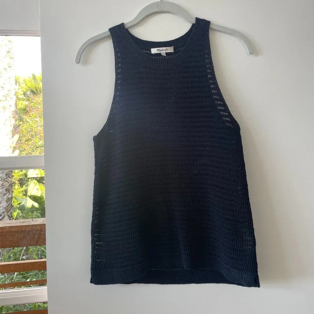 Madewell Sleeveless Knit Crew Neck Sweater in Navy,‎ Size XS